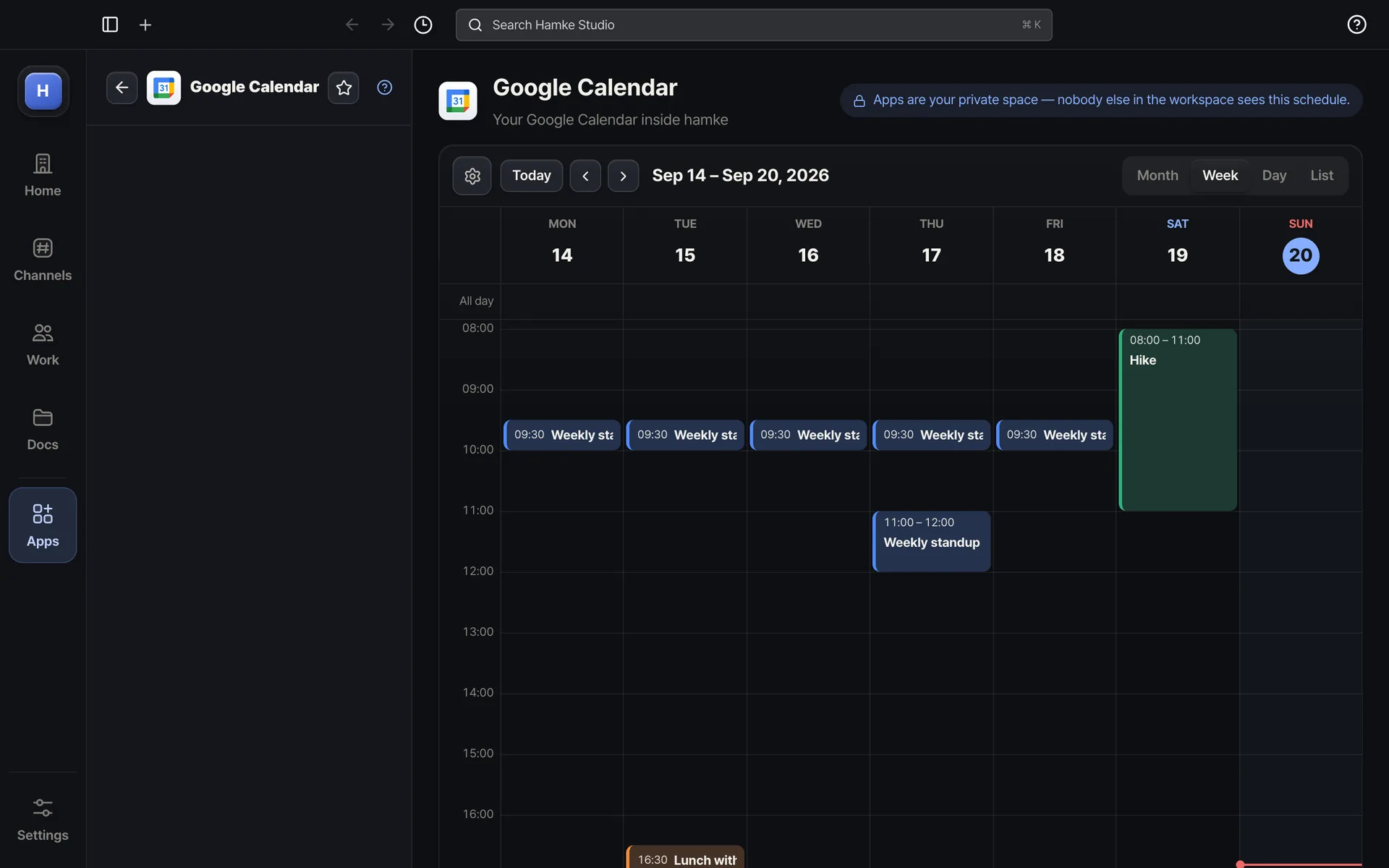 Google Calendar — Your week hour by hour — with a reminder before each event