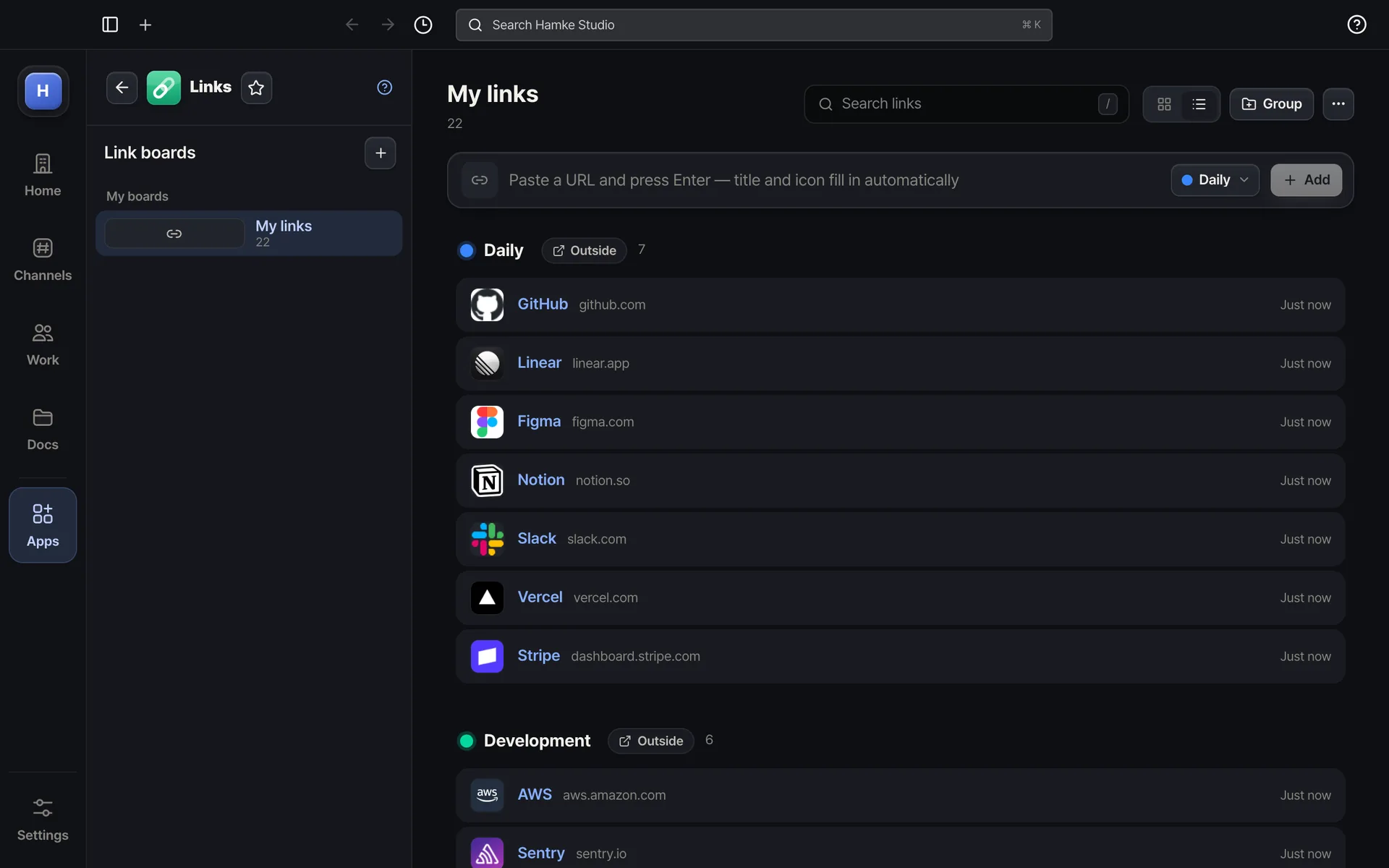 Links — Switch to a list — name and address on one line