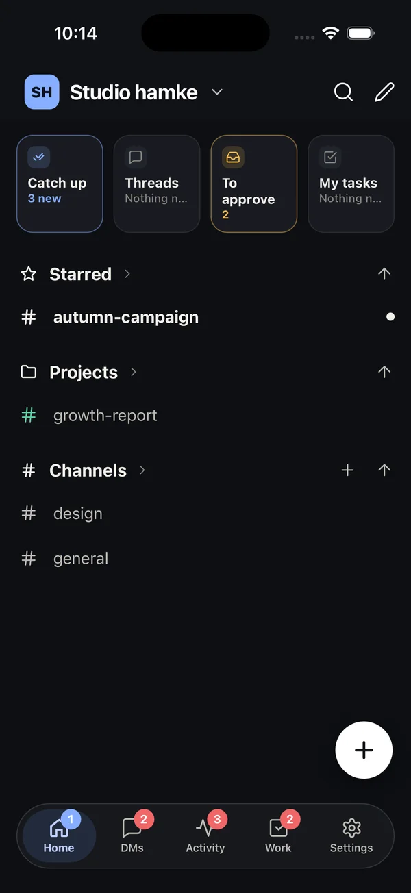 Your workspace at a glance